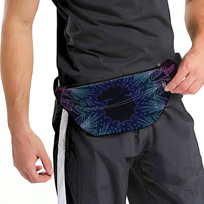 Purple And Teal Dark Mandala Print Fanny Pack