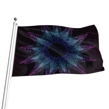 Purple And Teal Dark Mandala Print Flag