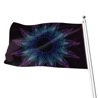 Purple And Teal Dark Mandala Print Flag