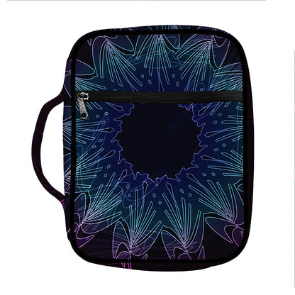 Purple And Teal Dark Mandala Print Front Pocket Bible Bag
