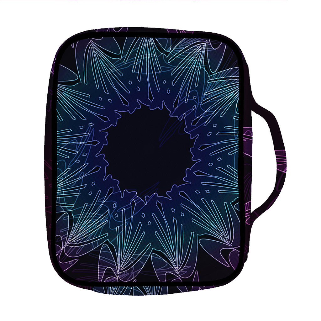 Purple And Teal Dark Mandala Print Front Pocket Bible Bag