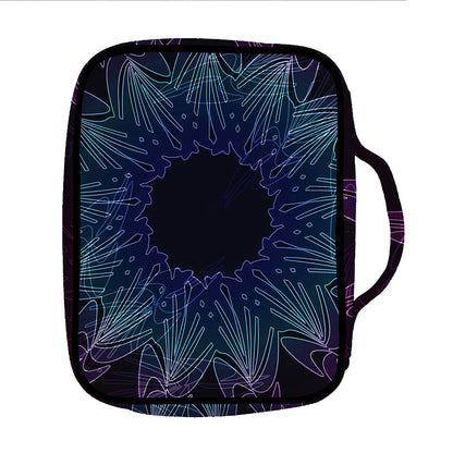 Purple And Teal Dark Mandala Print Front Pocket Bible Bag