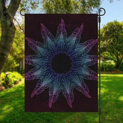 Purple And Teal Dark Mandala Print Garden Flag