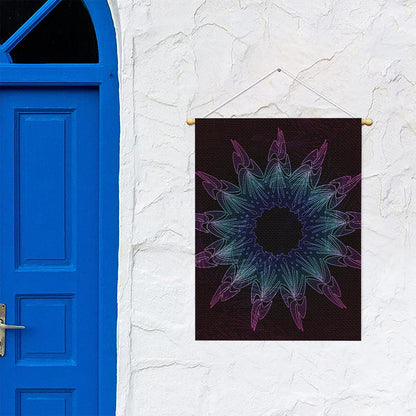 Purple And Teal Dark Mandala Print Garden Flag