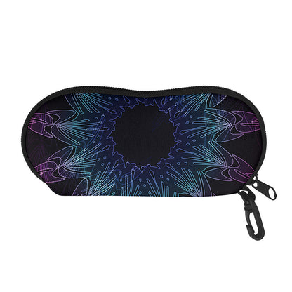 Purple And Teal Dark Mandala Print Glasses Case