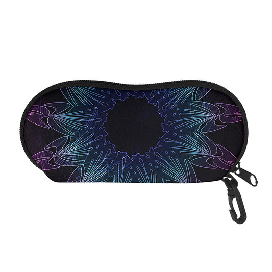 Purple And Teal Dark Mandala Print Glasses Case