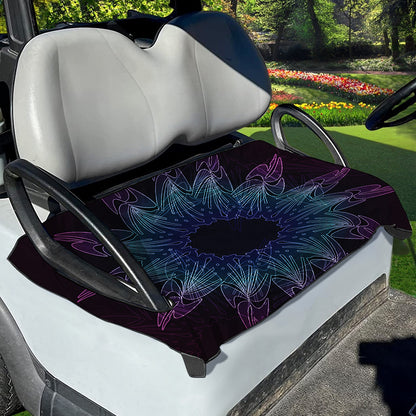 Purple And Teal Dark Mandala Print Golf Cart Seat Cover