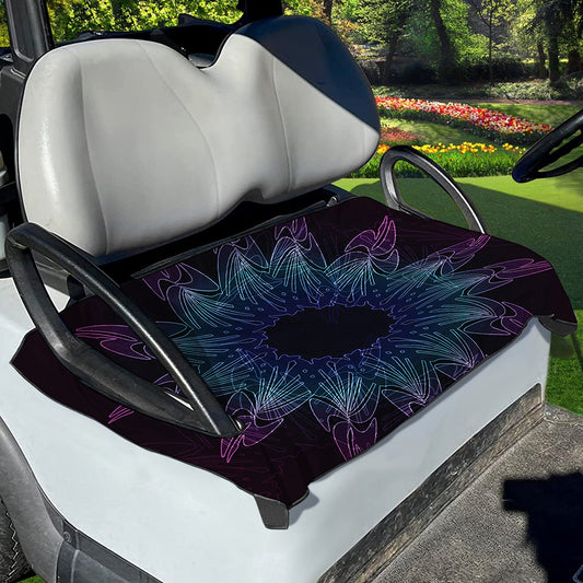 Purple And Teal Dark Mandala Print Golf Cart Seat Cover