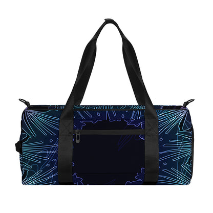 Purple And Teal Dark Mandala Print Gym Bag