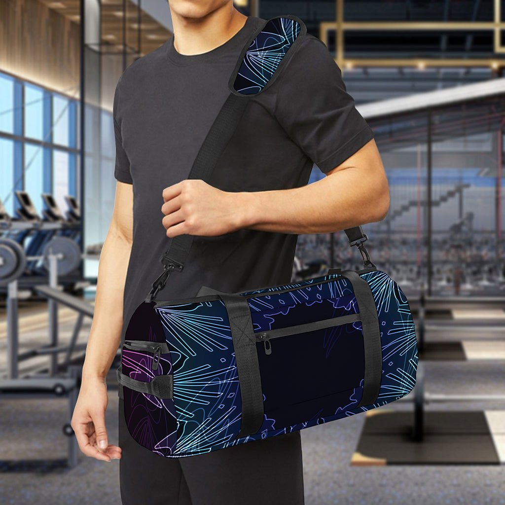 Purple And Teal Dark Mandala Print Gym Bag