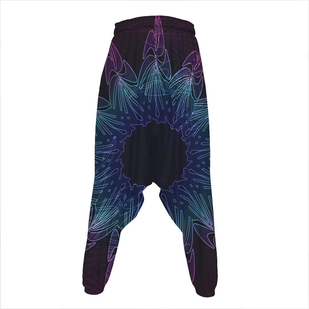 Purple And Teal Dark Mandala Print Hammer Pants