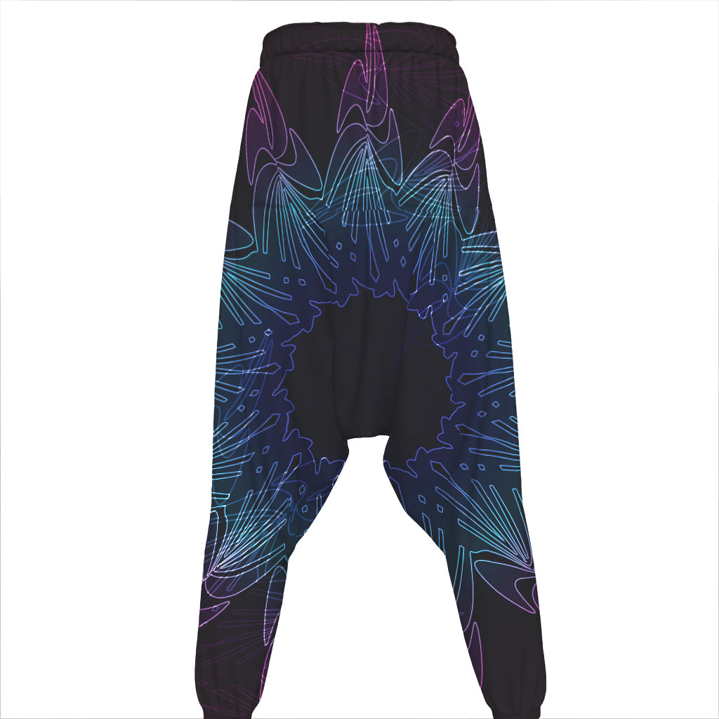 Purple And Teal Dark Mandala Print Hammer Pants