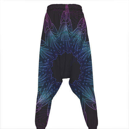 Purple And Teal Dark Mandala Print Hammer Pants