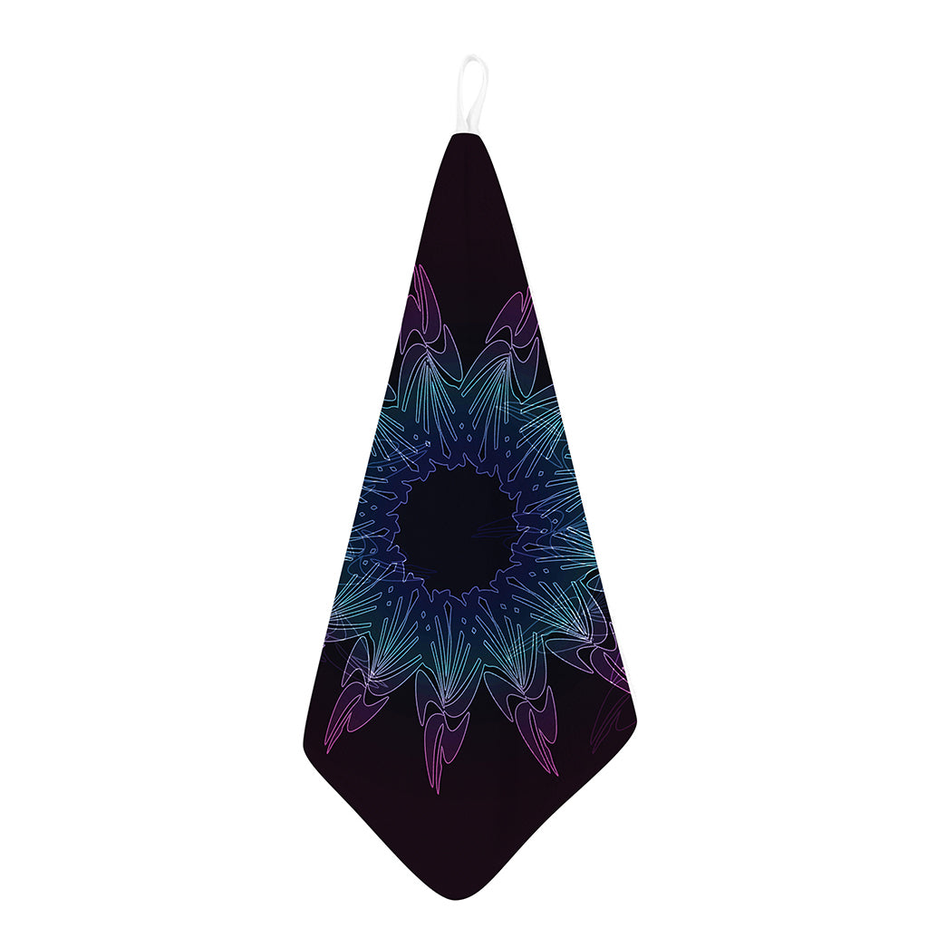 Purple And Teal Dark Mandala Print Hand Towel