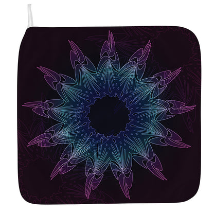 Purple And Teal Dark Mandala Print Hand Towel