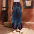 Purple And Teal Dark Mandala Print Harem Pants