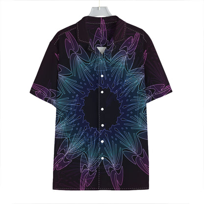 Purple And Teal Dark Mandala Print Hawaiian Shirt