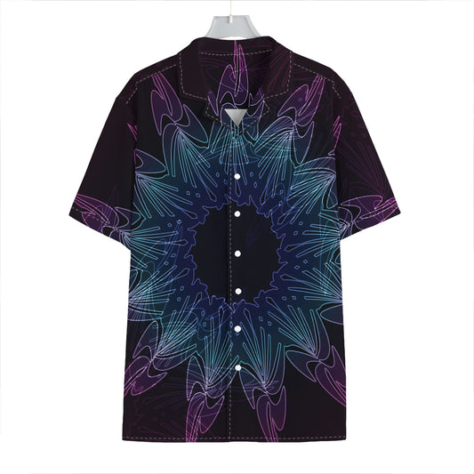 Purple And Teal Dark Mandala Print Hawaiian Shirt