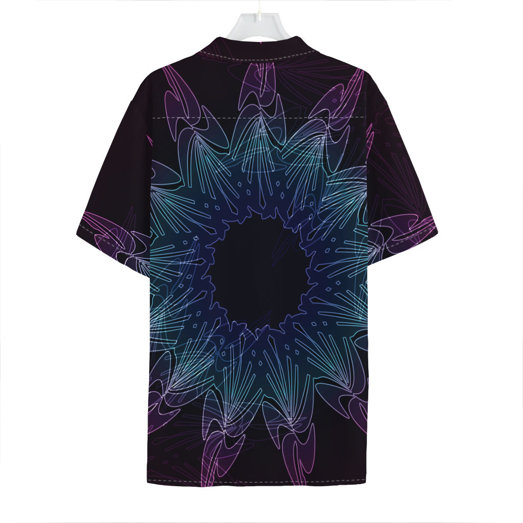 Purple And Teal Dark Mandala Print Hawaiian Shirt