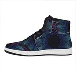 Purple And Teal Dark Mandala Print High Top Leather Sneakers