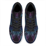 Purple And Teal Dark Mandala Print High Top Leather Sneakers