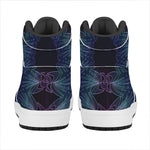 Purple And Teal Dark Mandala Print High Top Leather Sneakers