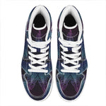 Purple And Teal Dark Mandala Print High Top Leather Sneakers