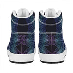 Purple And Teal Dark Mandala Print High Top Leather Sneakers