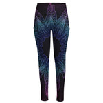 Purple And Teal Dark Mandala Print High-Waisted Pocket Leggings