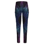 Purple And Teal Dark Mandala Print High-Waisted Pocket Leggings