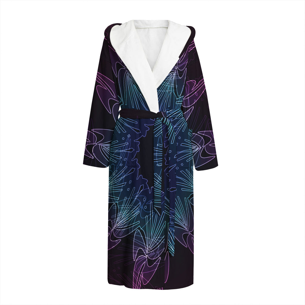 Purple And Teal Dark Mandala Print Hooded Bathrobe