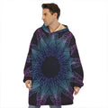 Purple And Teal Dark Mandala Print Hoodie Blanket