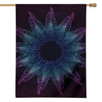 Purple And Teal Dark Mandala Print House Flag