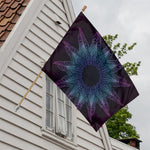 Purple And Teal Dark Mandala Print House Flag