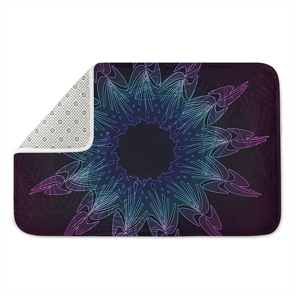 Purple And Teal Dark Mandala Print Indoor Door Mat