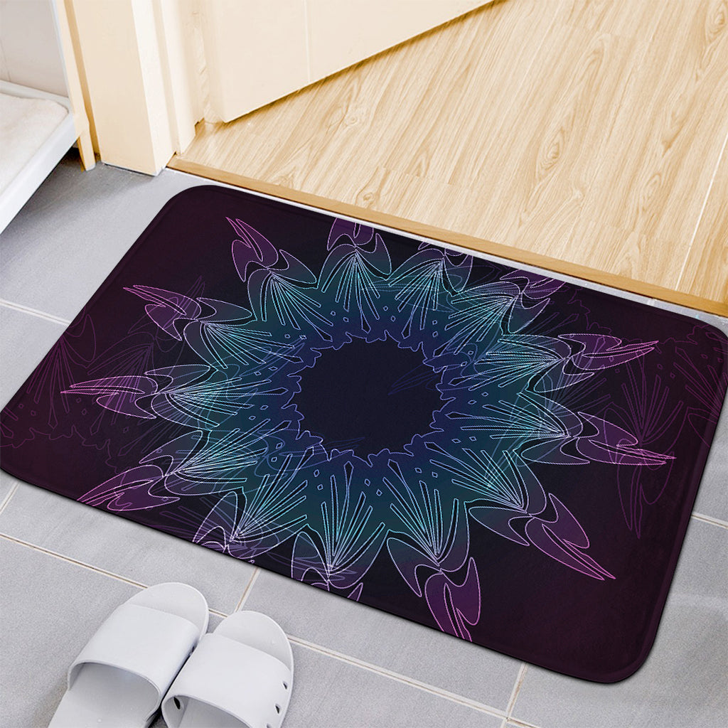 Purple And Teal Dark Mandala Print Indoor Door Mat