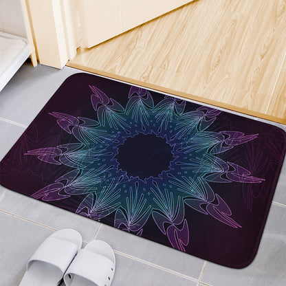 Purple And Teal Dark Mandala Print Indoor Door Mat