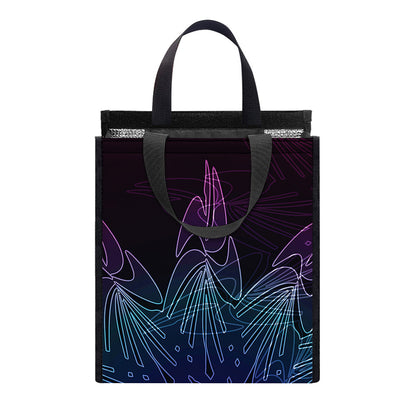 Purple And Teal Dark Mandala Print Insulated Lunch Tote