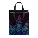 Purple And Teal Dark Mandala Print Insulated Lunch Tote
