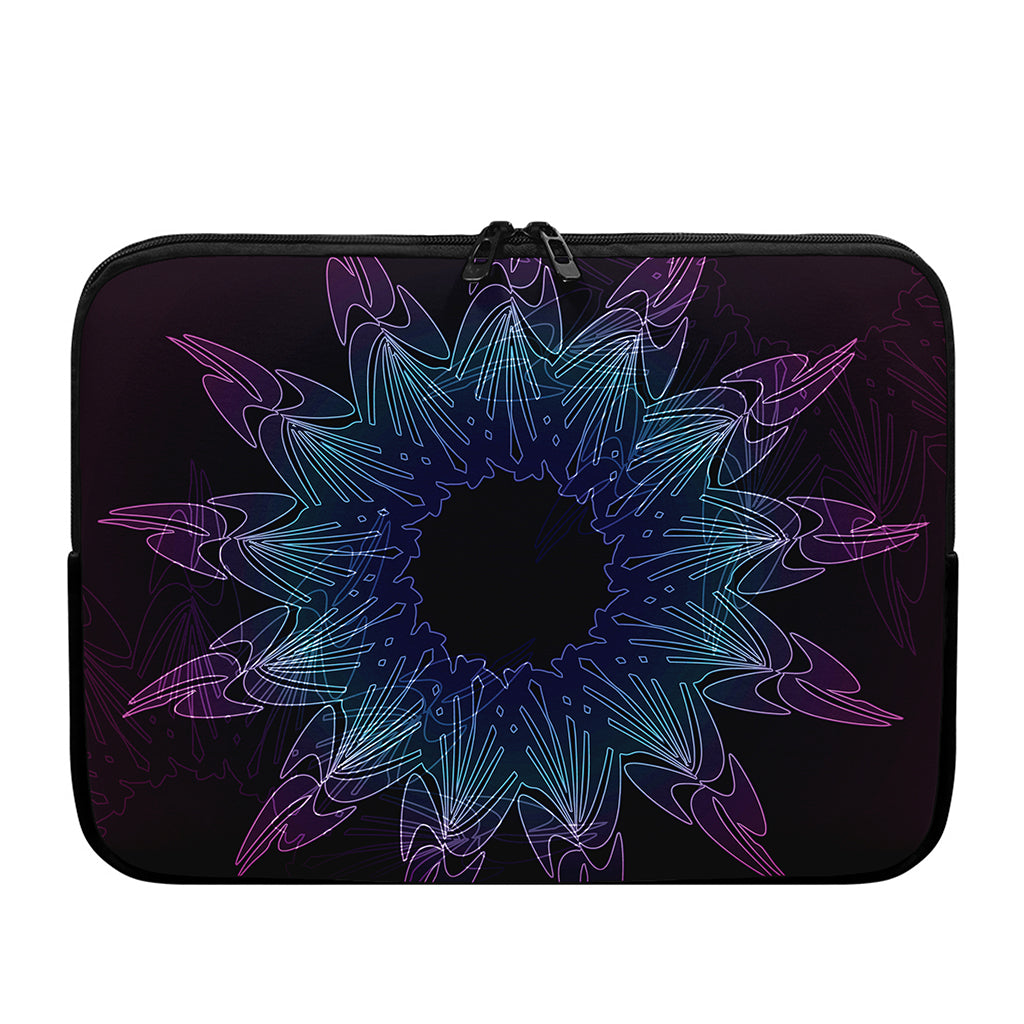 Purple And Teal Dark Mandala Print Laptop Sleeve