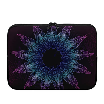 Purple And Teal Dark Mandala Print Laptop Sleeve