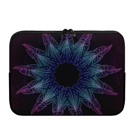Purple And Teal Dark Mandala Print Laptop Sleeve