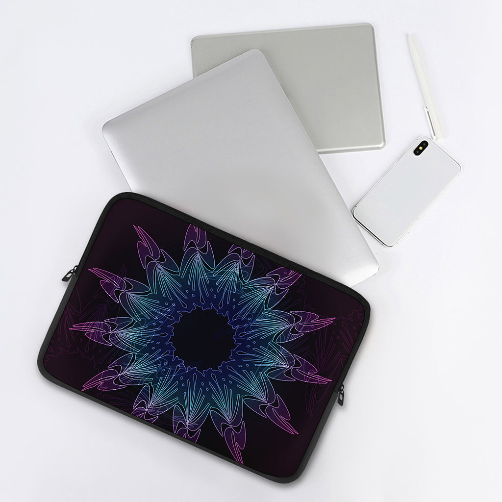 Purple And Teal Dark Mandala Print Laptop Sleeve