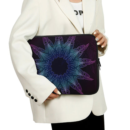 Purple And Teal Dark Mandala Print Laptop Sleeve