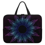 Purple And Teal Dark Mandala Print Laptop Sleeve With Handle