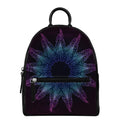 Purple And Teal Dark Mandala Print Leather Backpack