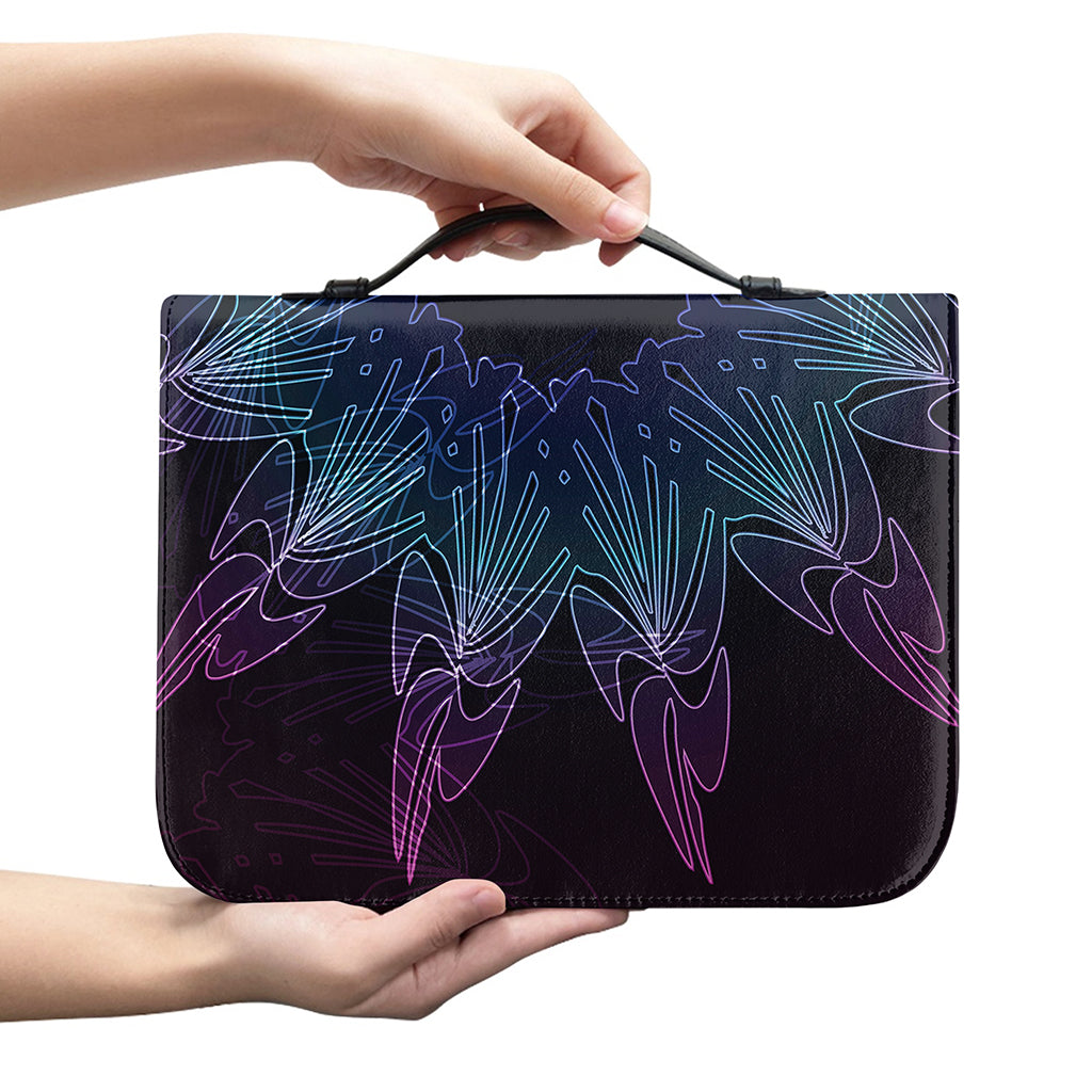 Purple And Teal Dark Mandala Print Leather Bible Cover