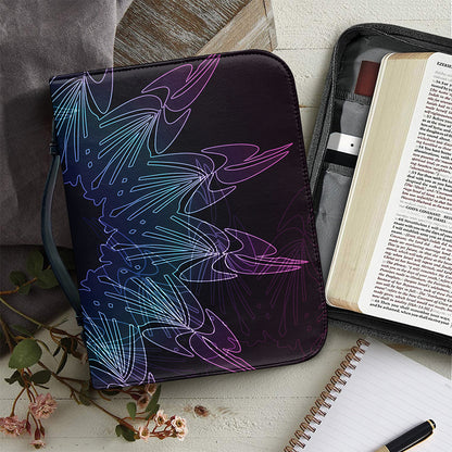 Purple And Teal Dark Mandala Print Leather Bible Cover