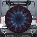 Purple And Teal Dark Mandala Print Leather Spare Tire Cover