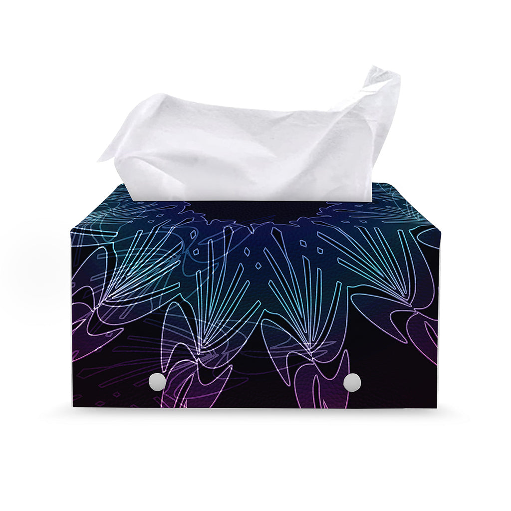 Purple And Teal Dark Mandala Print Leather Tissue Box Cover